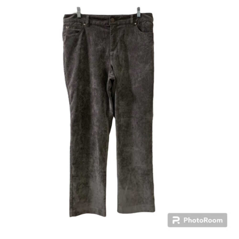 Christopher & Banks Womens Gray Soft Corduroy Straight Leg Stretch Pants Sz 12